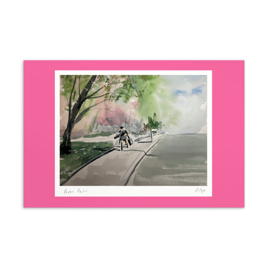 "Paper Route" Watercolor Postcard