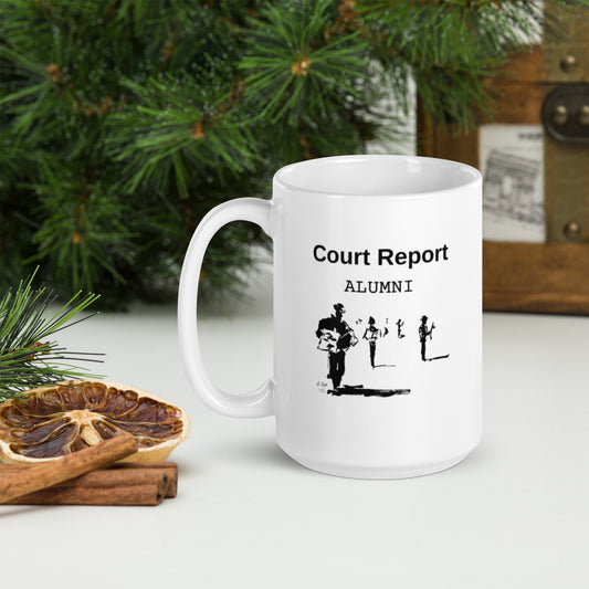 "Court Report Alumni" White glossy mug