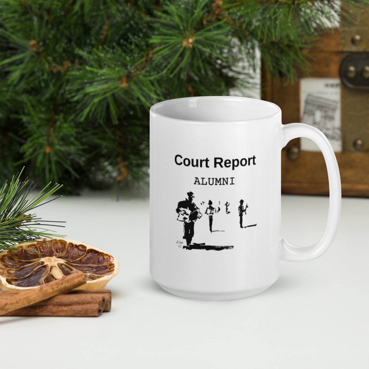 "Court Report Alumni" White glossy mug